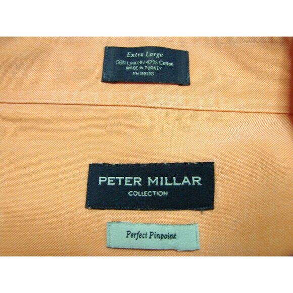 Peter Millar Mens XL Perfect Pinpoint Dress Shirt Peach Button Down Long Sleeve - Picture 3 of 8